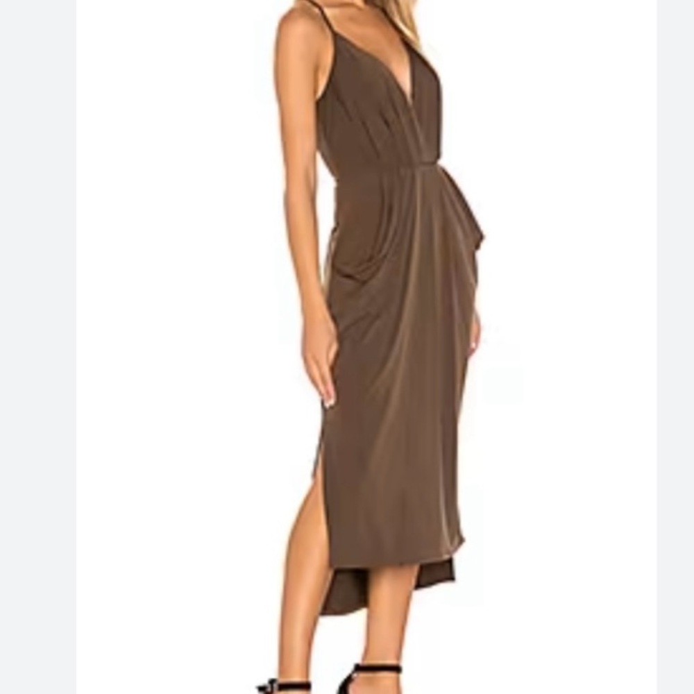 NEW BCBGeneration Midi Faux Wrap Dress in Brown